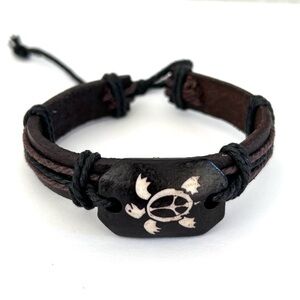 Leather Sea Turtle Band Bracelet Adjustable Size
